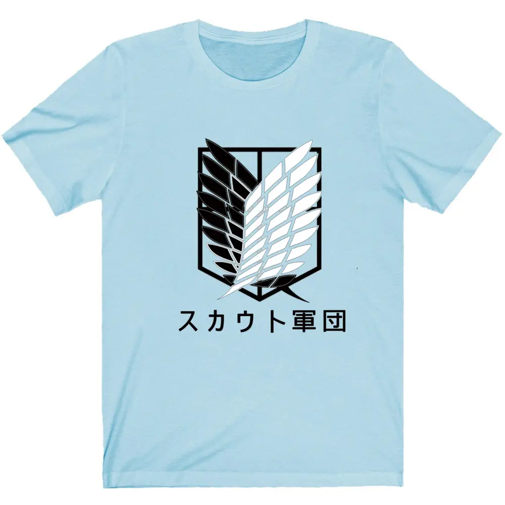 Men's Attack on Titan Harajuku T-Shirt Light Blue - Image 10