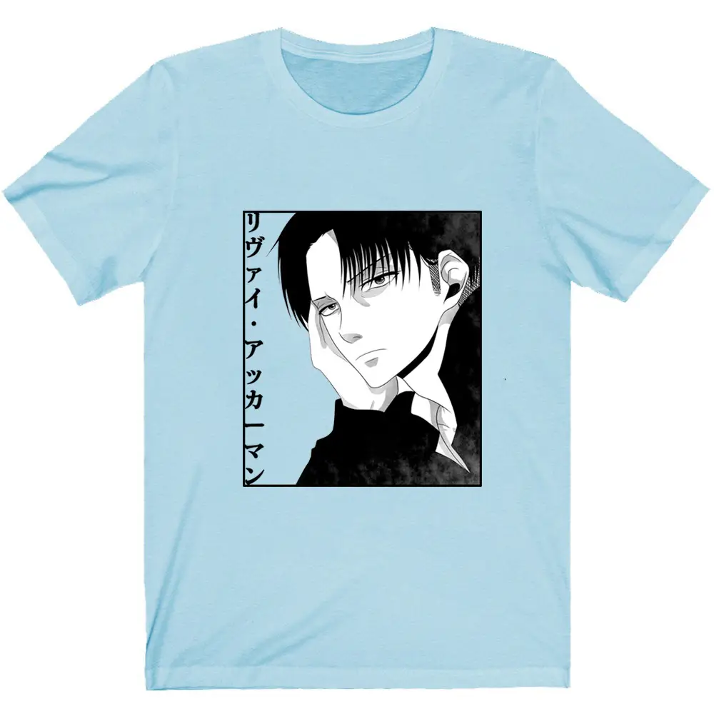 Men's Attack on Titan Harajuku T-Shirt Light Blue - Image 15
