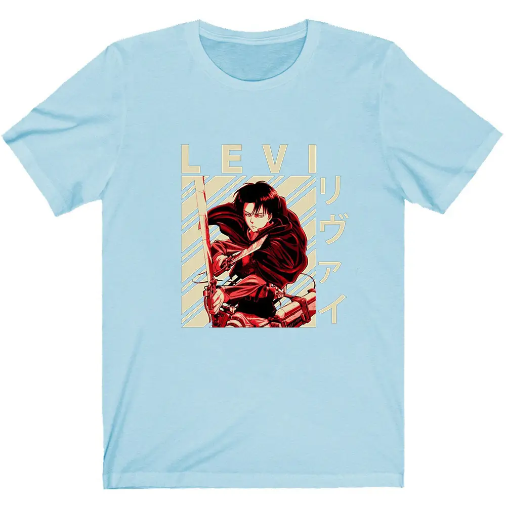Men's Attack on Titan Harajuku T-Shirt Light Blue - Image 20