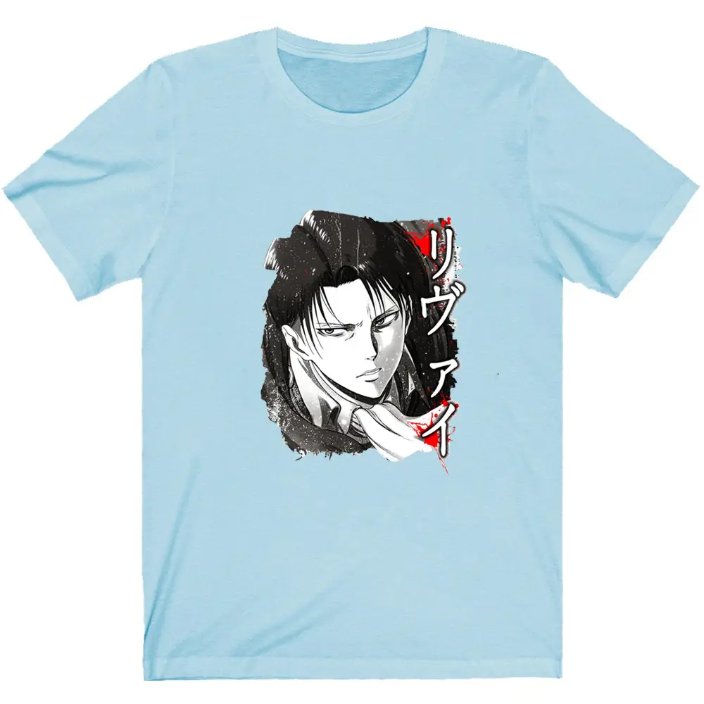 Men's Attack on Titan Harajuku T-Shirt Light Blue - Image 5