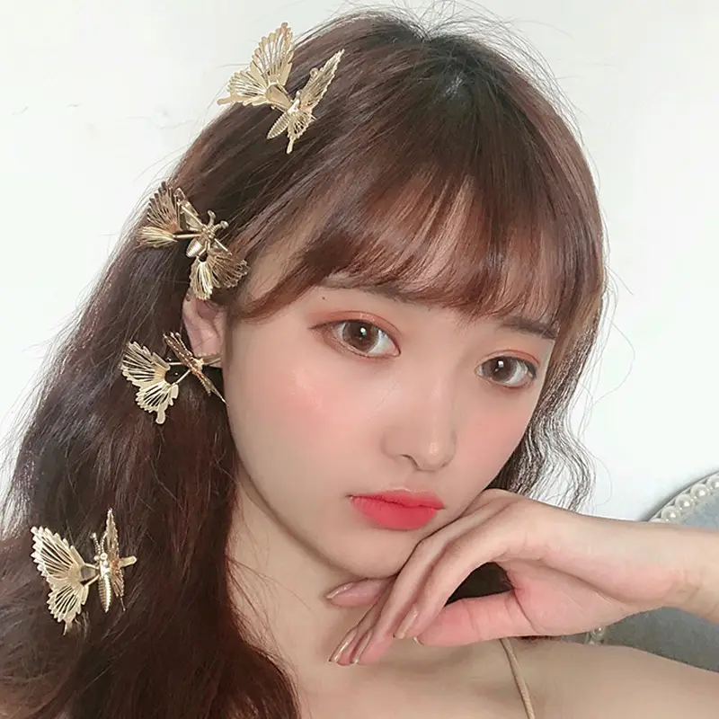 Korean Bangs Pearl Hairpin Flying Bow Clip