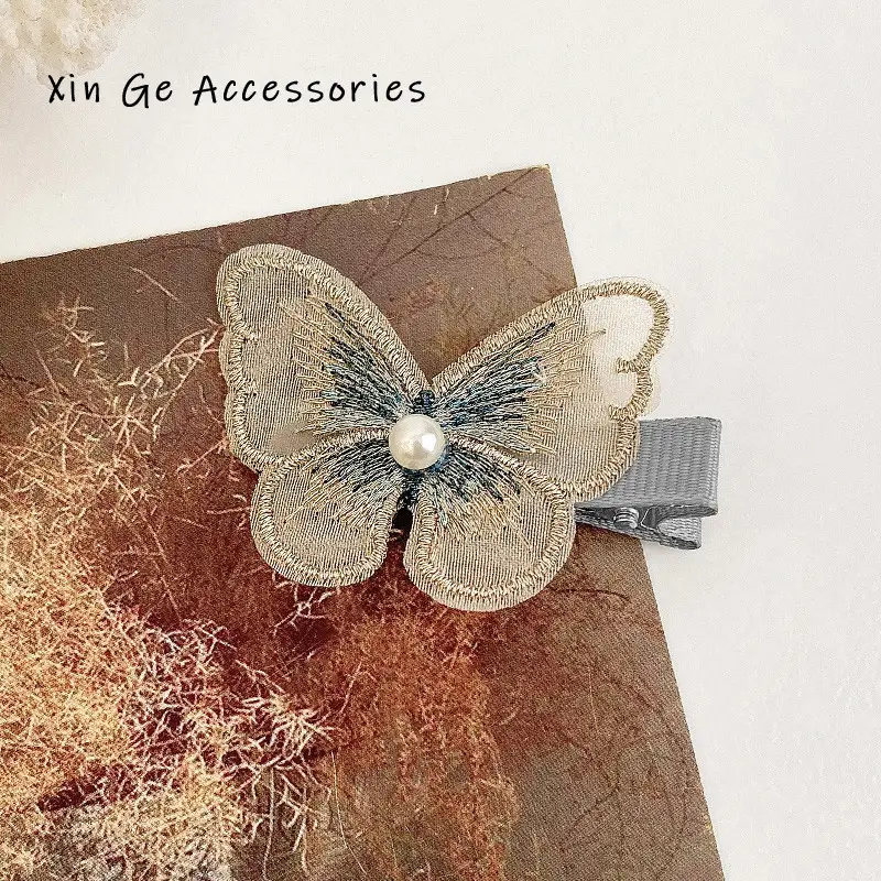Korean Bangs Pearl Hairpin Flying Bow Clip