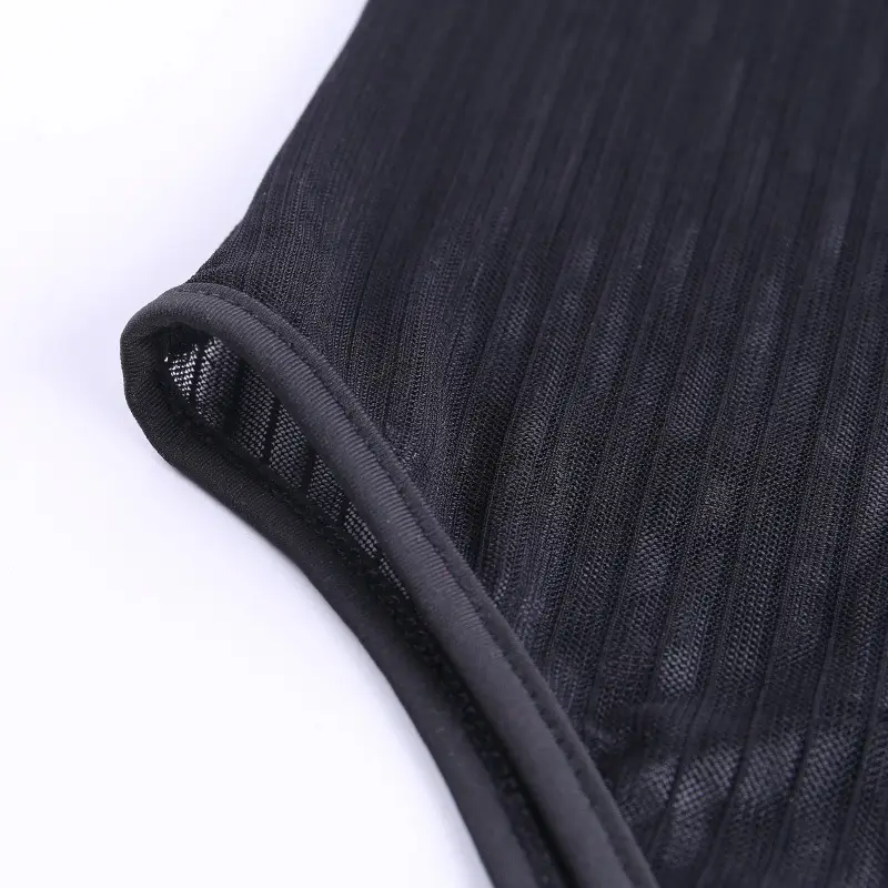 2025 Spring Backless Mesh Jump Suit Black — feature 12