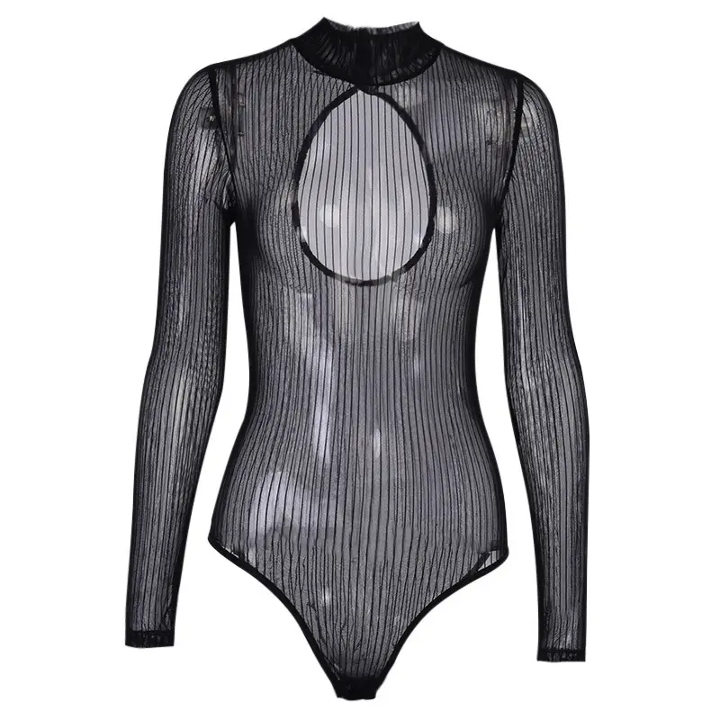 2025 Spring Backless Mesh Jump Suit Black — feature 16