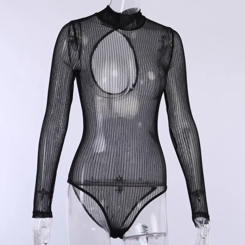 2025 Spring Backless Mesh Jump Suit Black — feature 9