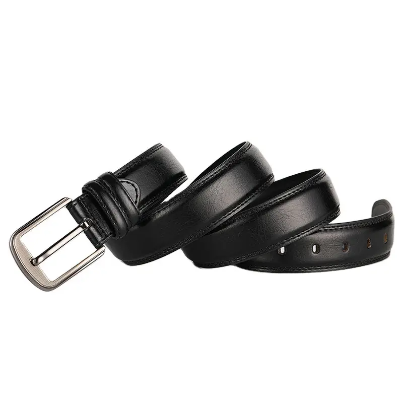Men's Black Genuine Cowhide Belt with Pin Buckle - Image 6