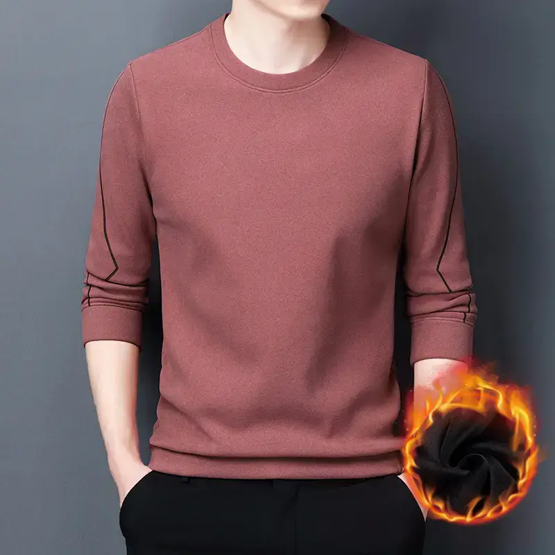 Men Fleece Dragon Print T-Shirt Brown