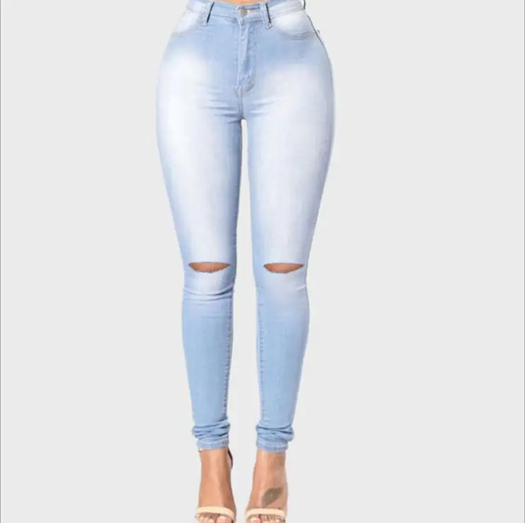 Women Slim Stretch Ripped Jeans Pencil Pants