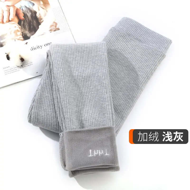 Women Fleece Lined Warm Leggings Black White Striped High Waist Large - Image 6