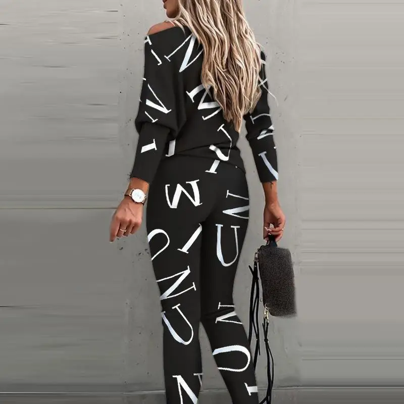Women 2023 Digital Printed Bat Sleeve Pants Set — feature 18