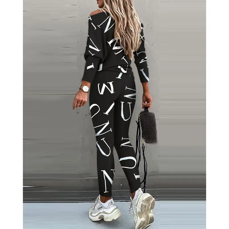 Women 2023 Digital Printed Bat Sleeve Pants Set — feature 20