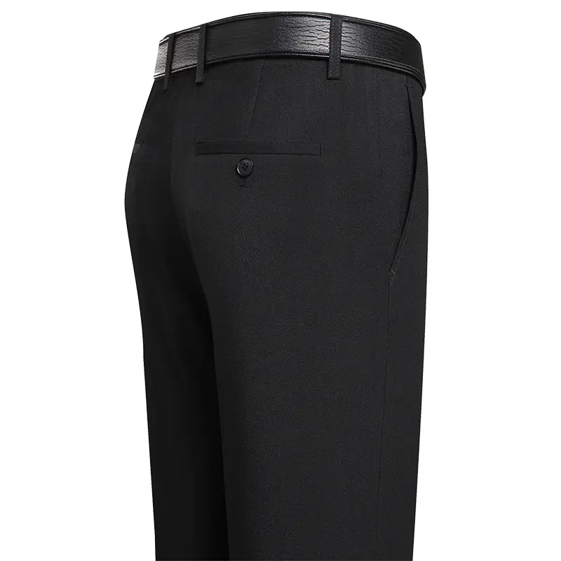 Men's Thick Fleece Lined Dress Pants Dark Gray Straight Waist - Image 7