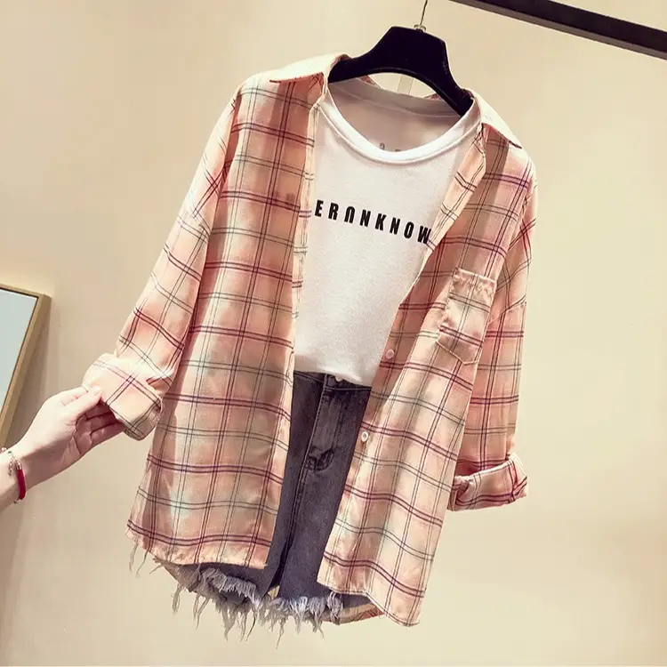 Women Plaid Long Sleeve Shirt Spring Summer 2025 - Image 8