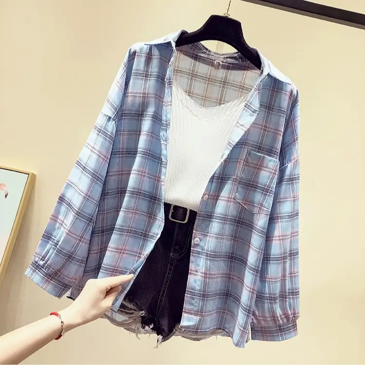 Women Plaid Long Sleeve Shirt Spring Summer 2025 - Image 9