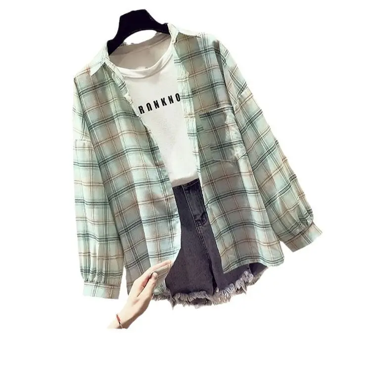 Women Plaid Long Sleeve Shirt Spring Summer 2025 - Image 10