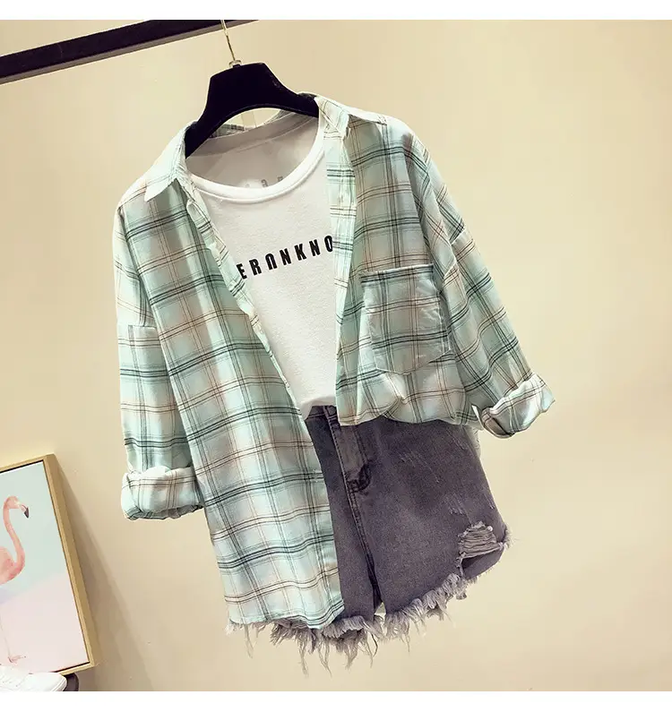 Women Plaid Long Sleeve Shirt Spring Summer 2025 — feature 14