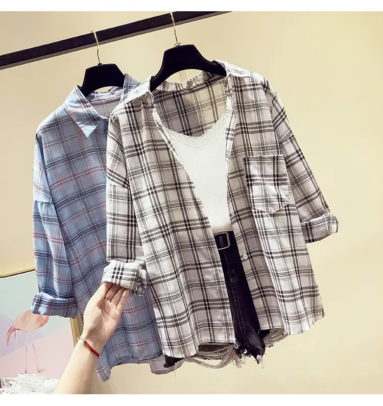 Women Plaid Long Sleeve Shirt Spring Summer 2025 — feature 25