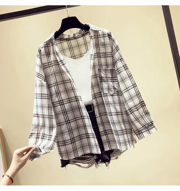 Women Plaid Long Sleeve Shirt Spring Summer 2025 — feature 27