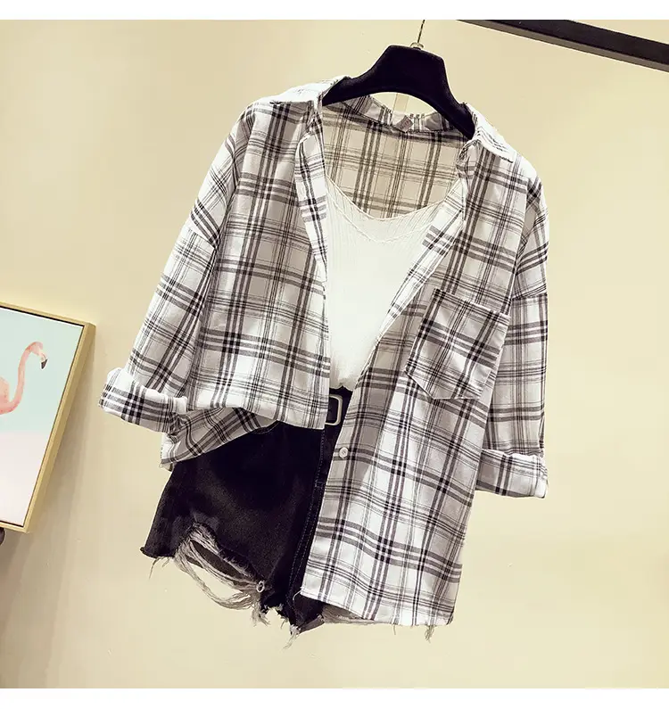 Women Plaid Long Sleeve Shirt Spring Summer 2025 — feature 28