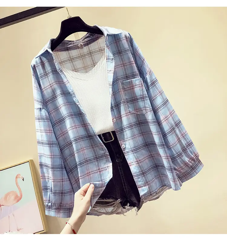 Women Plaid Long Sleeve Shirt Spring Summer 2025 — feature 32