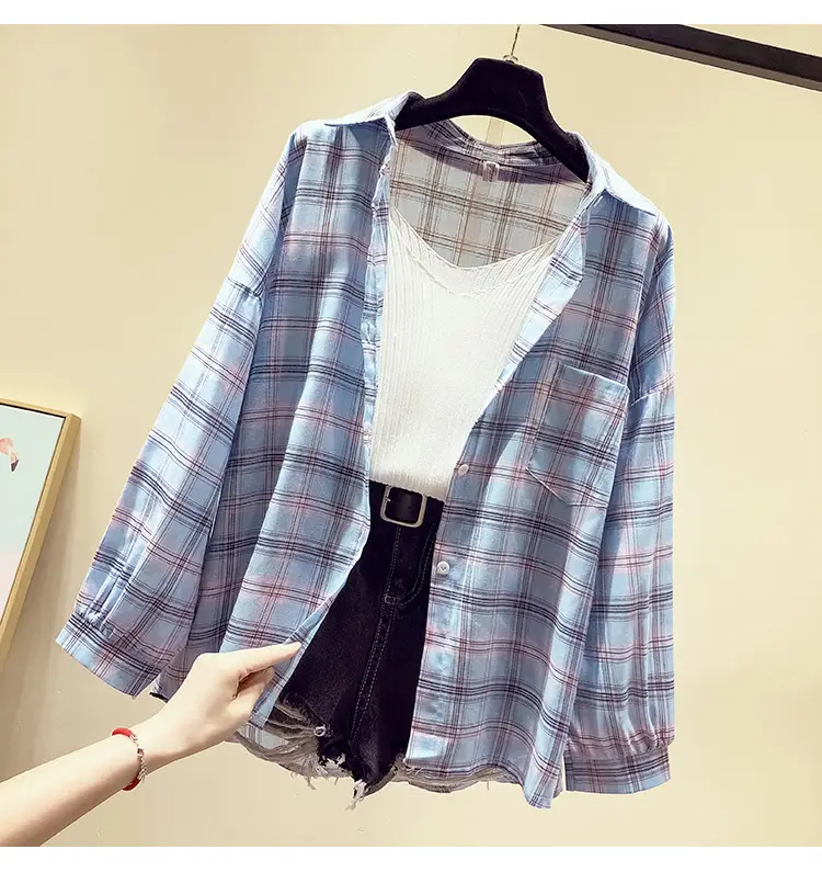 Women Plaid Long Sleeve Shirt Spring Summer 2025 — feature 33