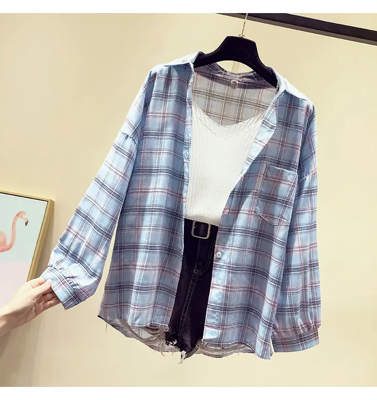 Women Plaid Long Sleeve Shirt Spring Summer 2025 — feature 34