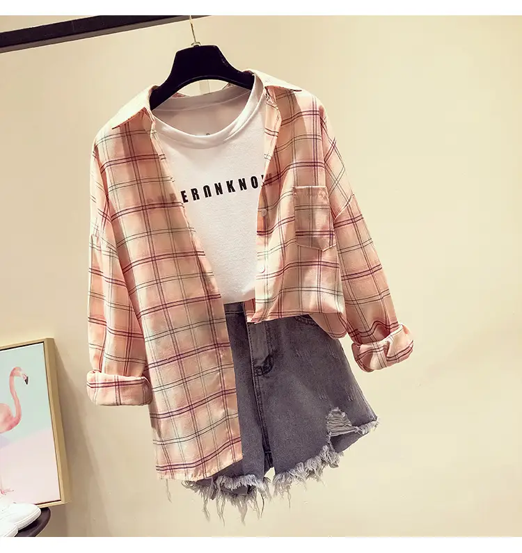 Women Plaid Long Sleeve Shirt Spring Summer 2025 — feature 38