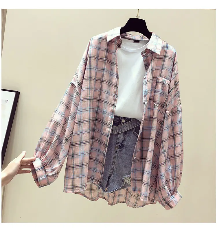 Women Plaid Long Sleeve Shirt Spring Summer 2025 - Image 4