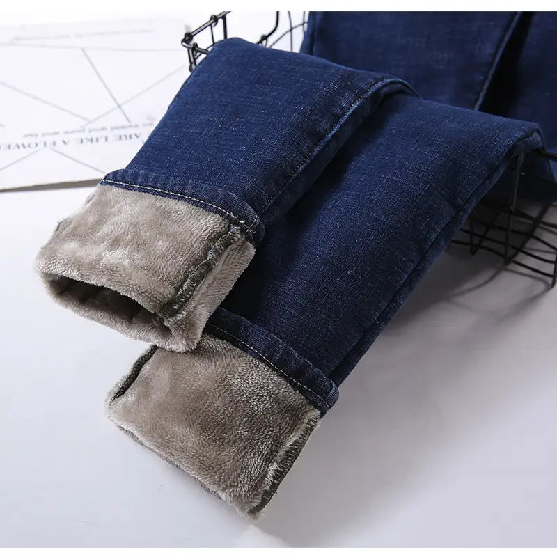 2021 Winter Velvet Warm Jeans Women High Waist Slim Fit