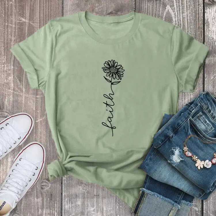 Black Faith Sunflower T-Shirt Short Sleeve - Image 4