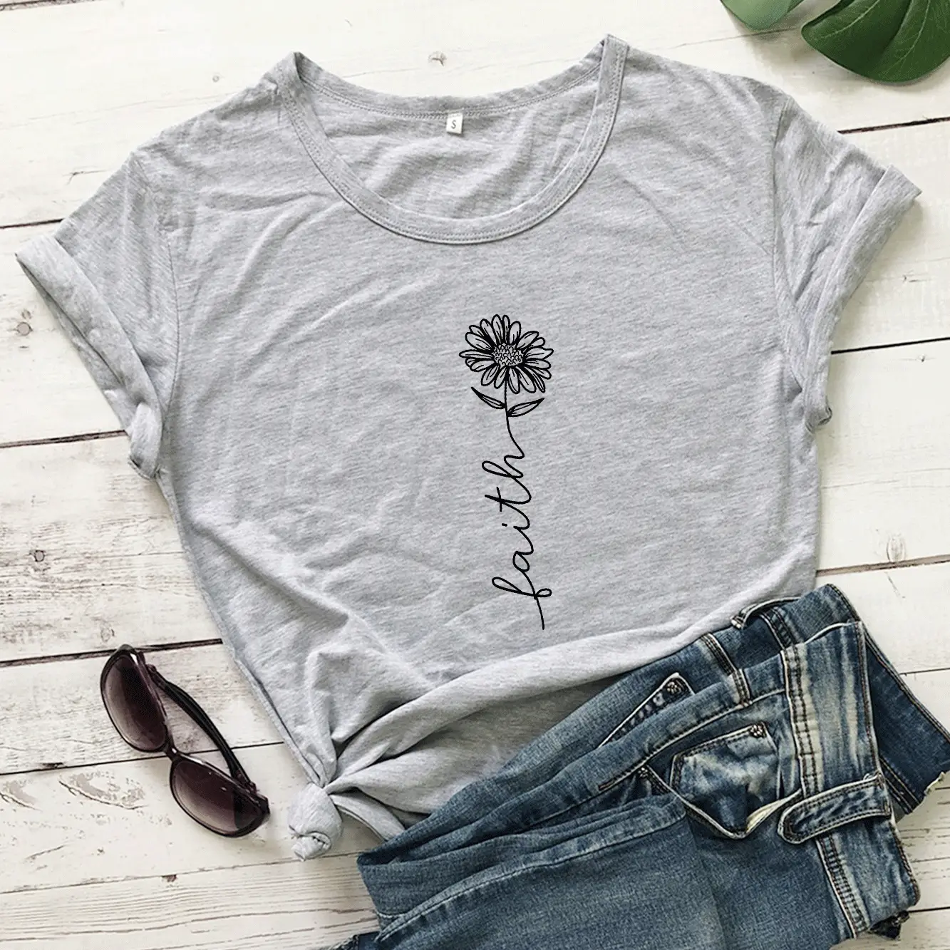 Black Faith Sunflower T-Shirt Short Sleeve - Image 3