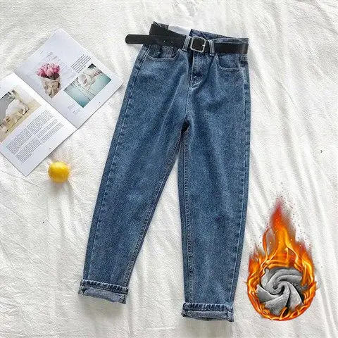 Women Vintage Light Blue Jeans High Waist Wide Leg