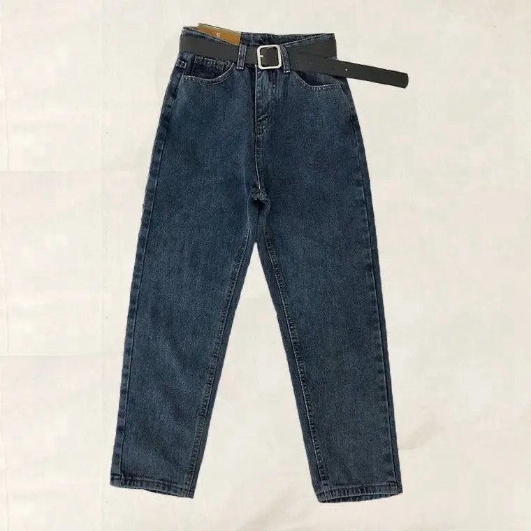 Women Vintage Light Blue Jeans High Waist Wide Leg