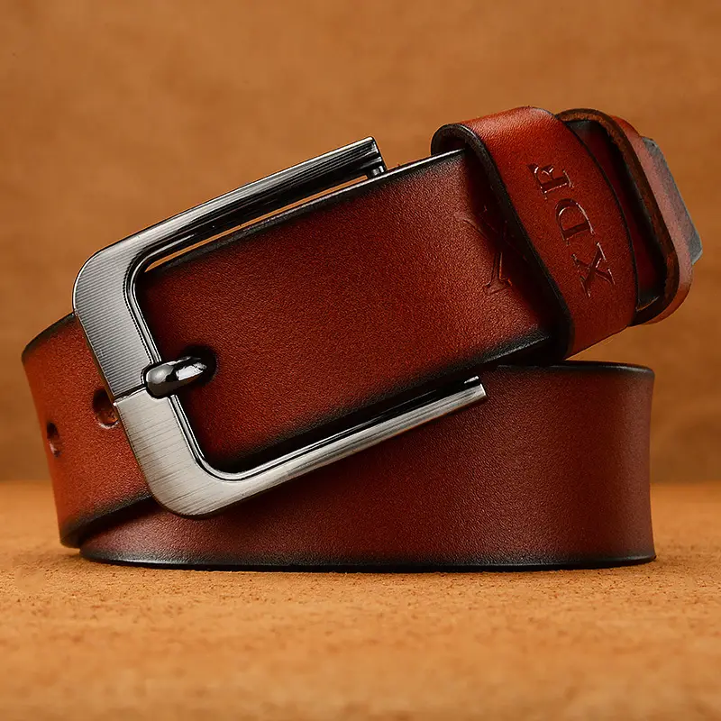 Men's Black Leather Belt with Silver Pin Buckle - Image 4