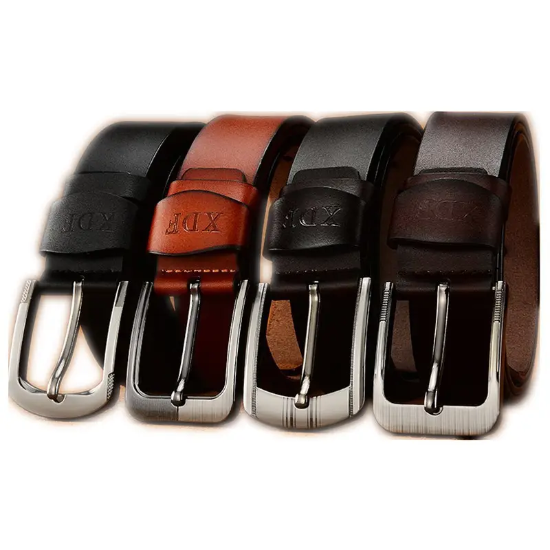 Men's Black Leather Belt with Silver Pin Buckle - Image 6