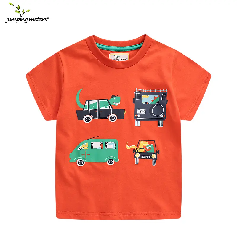 Kids Orange T-Shirt with Car Print Small Medium - Image 2