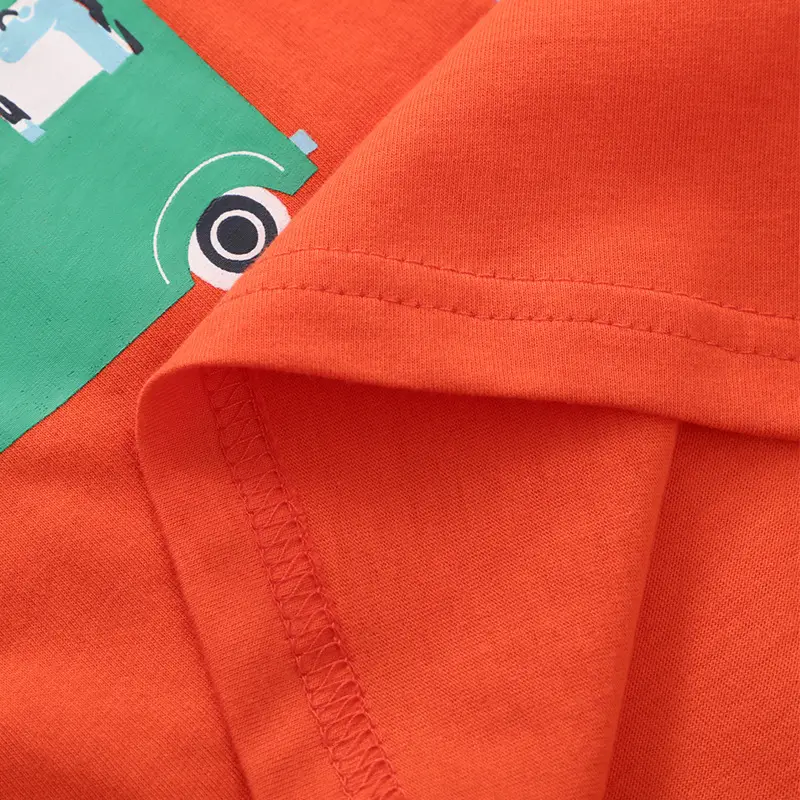 Kids Orange T-Shirt with Car Print Small Medium - Image 5