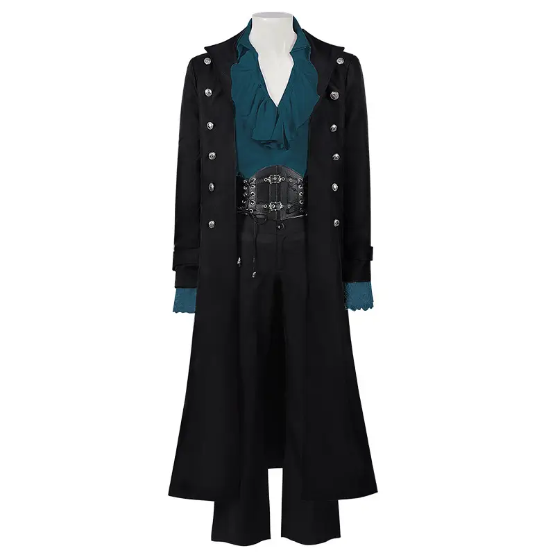 Medieval Steampunk Vintage Gothic Coat Trenchcoat Mid-Long — feature 11