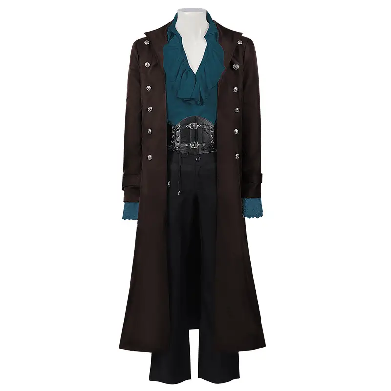 Medieval Steampunk Vintage Gothic Coat Trenchcoat Mid-Long — feature 12