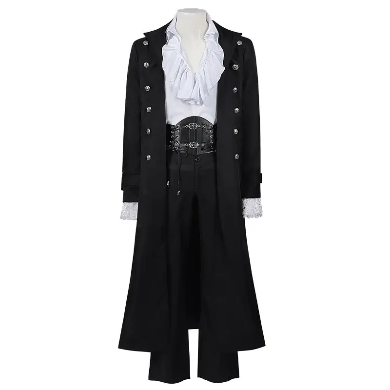 Medieval Steampunk Vintage Gothic Coat Trenchcoat Mid-Long — feature 7