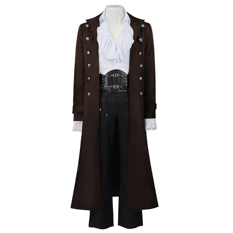 Medieval Steampunk Vintage Gothic Coat Trenchcoat Mid-Long — feature 8