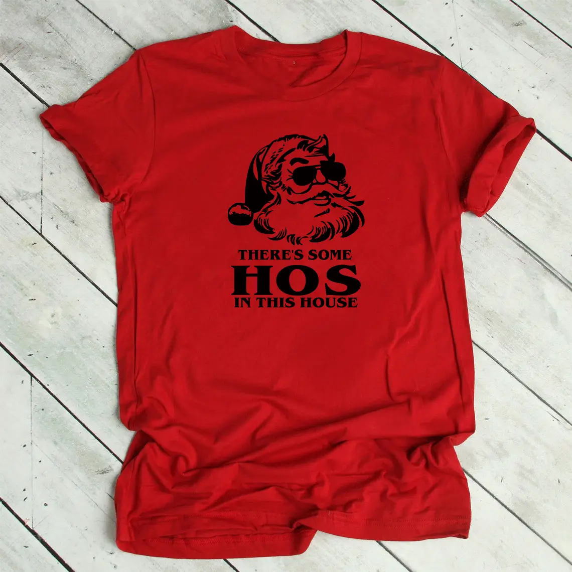 Christmas T-Shirt Santa Claus Hog Print Maroon - Image 4