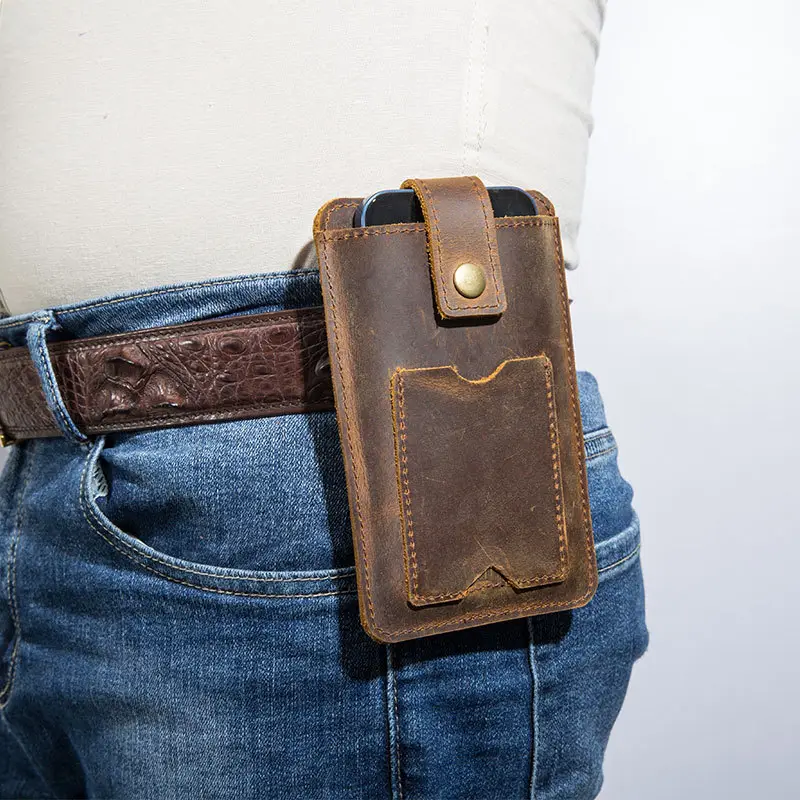 Cowhide Phone Bag with Buckle for iPhone 16 - Image 3