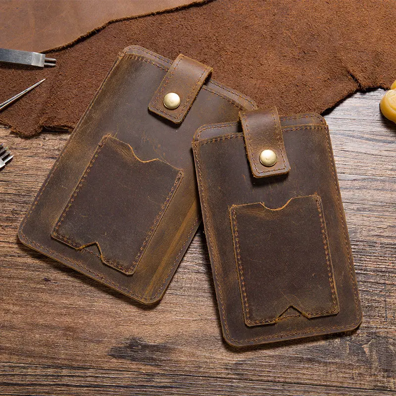 Cowhide Phone Bag with Buckle for iPhone 16 - Image 4