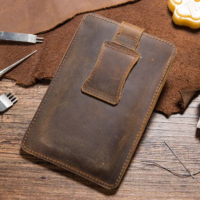 Cowhide Phone Bag with Buckle for iPhone 16 - Image 5
