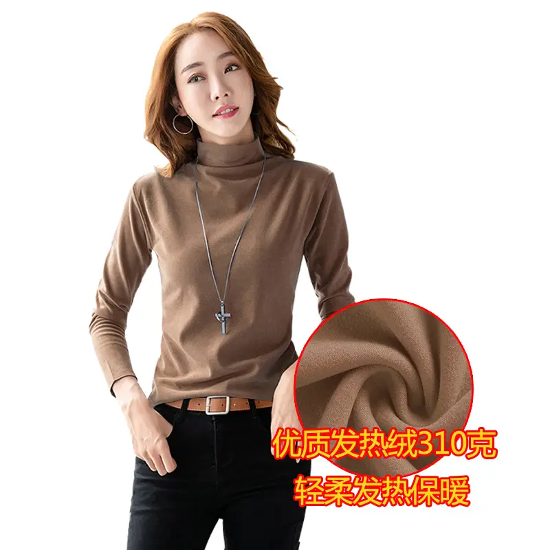 Women Fleece Collar Shirt Brown 310g Heat