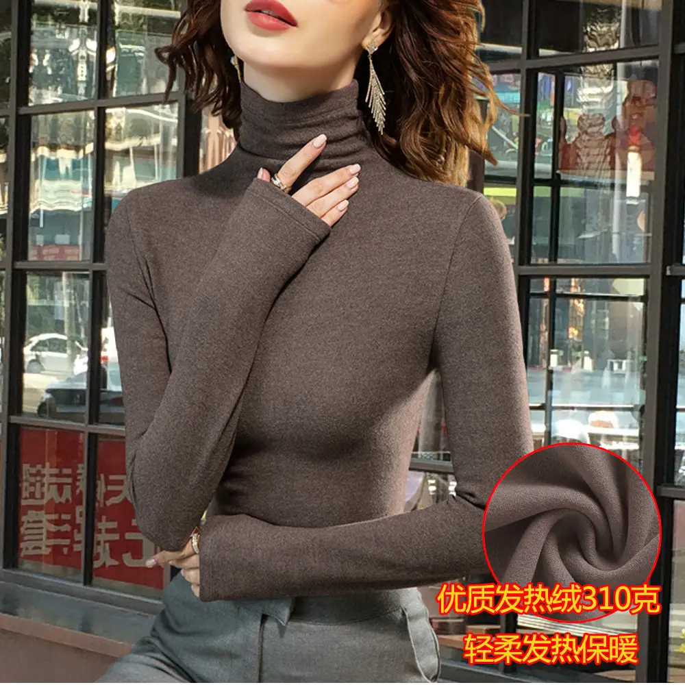 Women Fleece Collar Shirt Brown 310g Heat