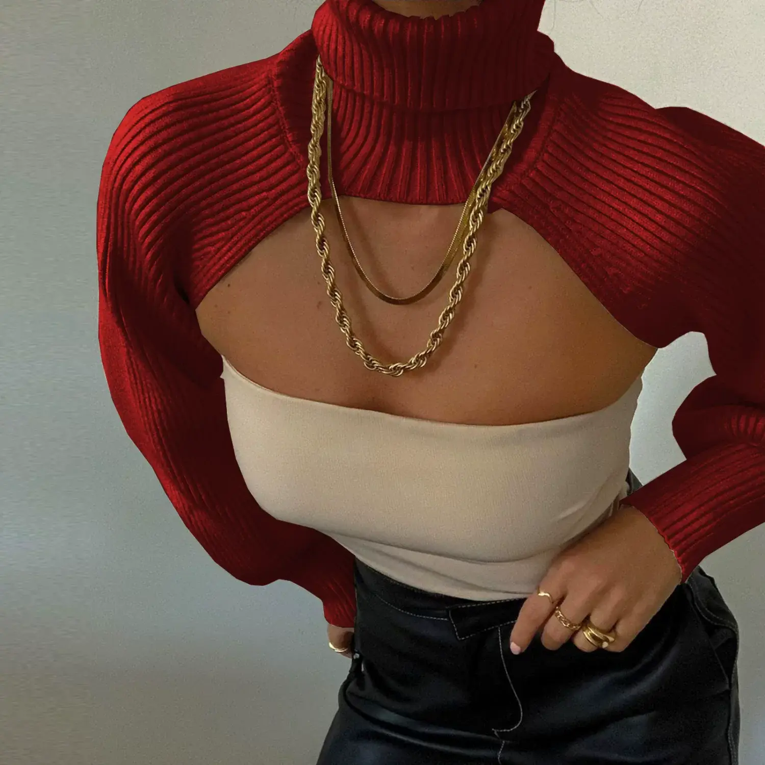 Winter High-Neck Slim Fit Chest Exposing Sweater — feature 16
