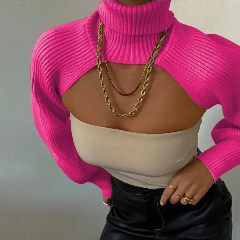 Winter High-Neck Slim Fit Chest Exposing Sweater - Image 7