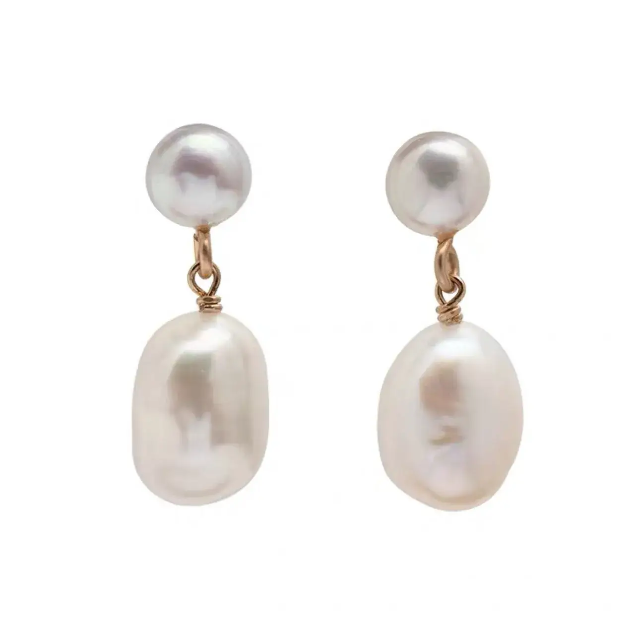 14K Gold Pearl Earrings for Women Elegant Day Baroque Design - Image 5